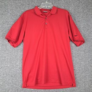 Nike Dri Fit Large Red Black Striped Men's Golf Polo Shirt Athletic